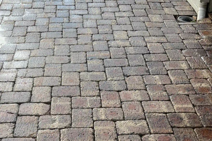 Brick paving cleaning: after