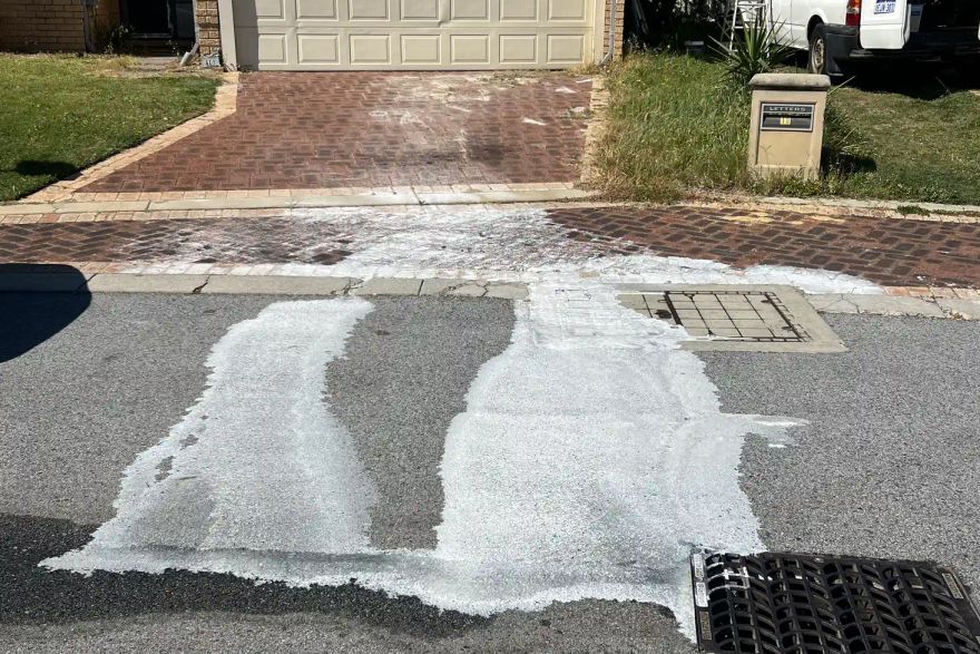 Paint spill removal: before